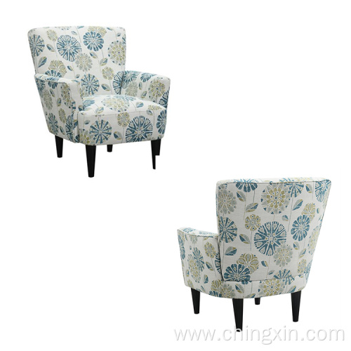 Modern Teal Multi Fabric Arm Chair with Solid Wood Legs